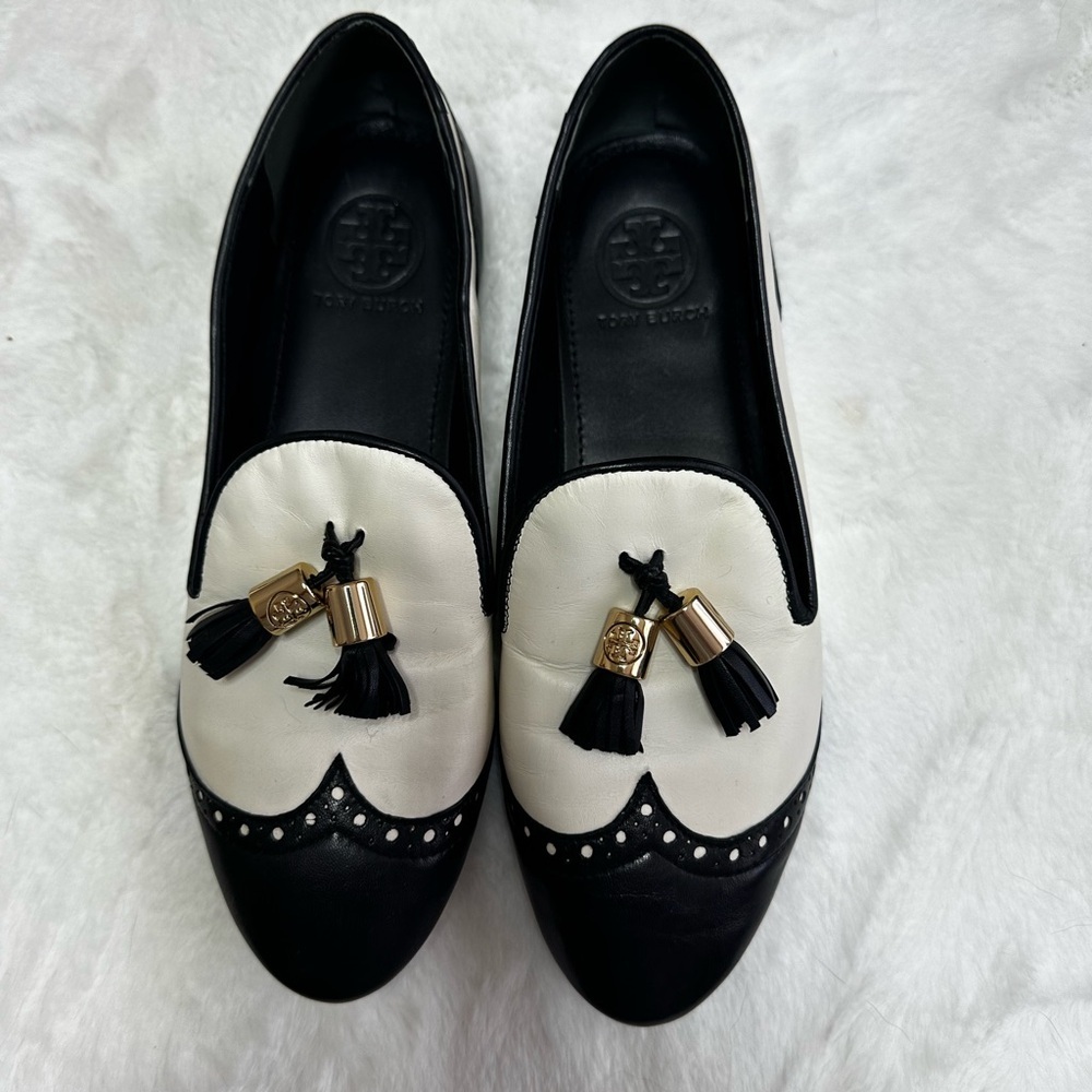 Tory Burch Two-Tone Black and White Flats